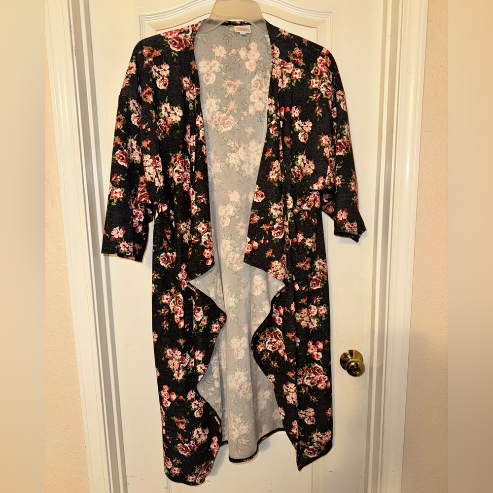 LuLaRoe Floral Open-Kimono Style Front Cardigan - EUC
